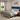 Country Minimalist Bed Frame with Blue Wood Headboard